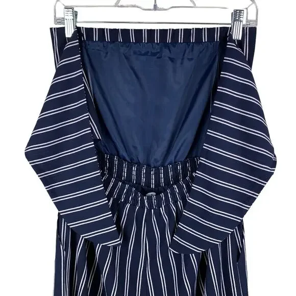 Lulus Jumpsuit Saltwater and Sun Navy Blue Striped Strapless Midi Women’s M - Picture 10 of 13